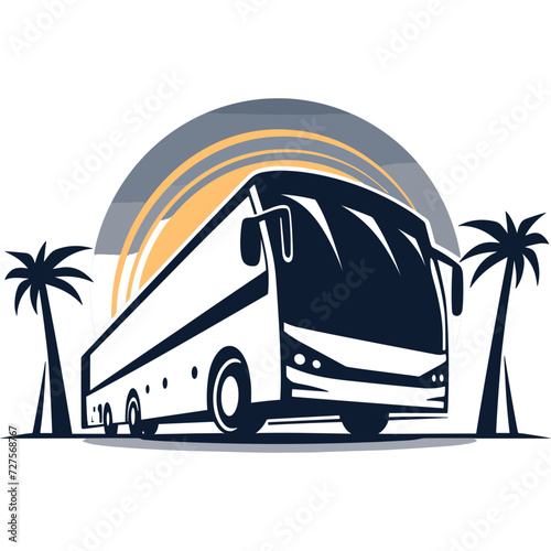 a logo design of a bus as seen from an angle black and white vector