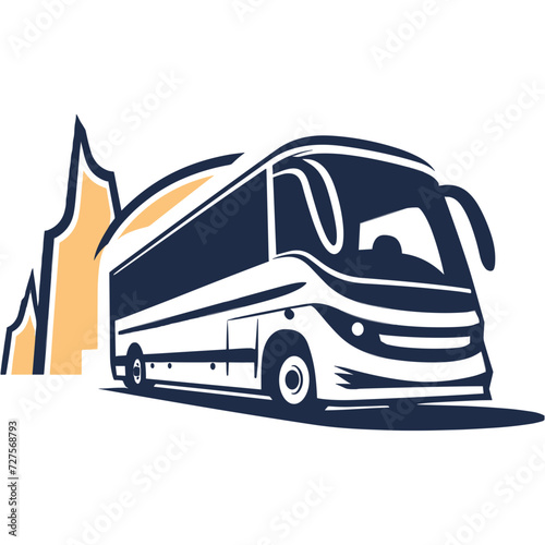a logo design of a bus as seen from an angle black and white vector