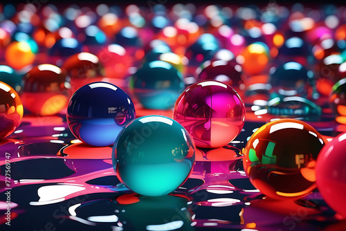 3D-colored bubble, 3D a group of colorful glass balls, colorful 3d balls background,3D colorful glass balls.