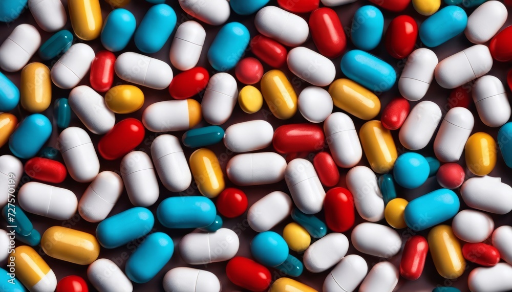 A pile of colorful pills in a pile A pile of colorful pills in a pile