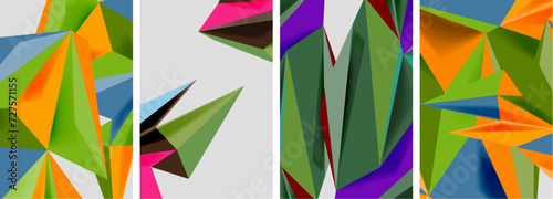 Set of mosaic triangle pattern abstract posters. Vector illustration For Wallpaper  Banner  Background  Card  Book Illustration  landing page