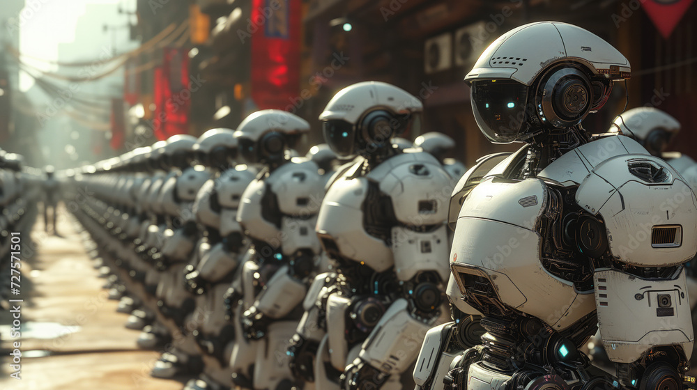 Fototapeta premium Robots' artificial intelligence army, 