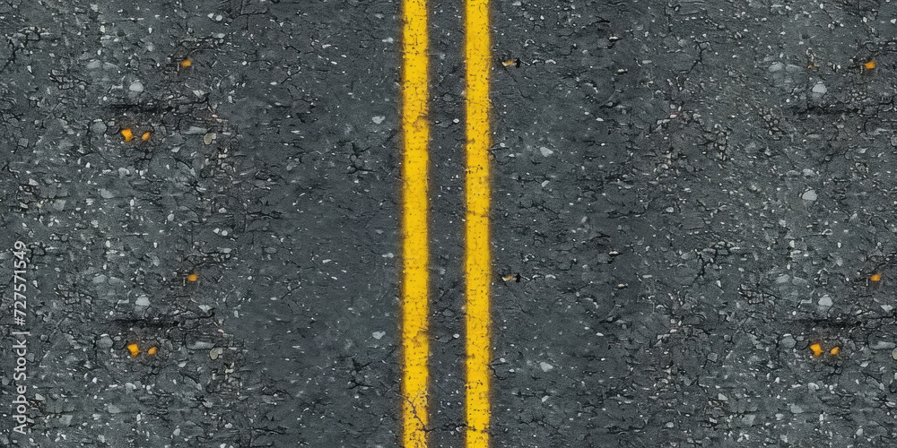 Fototapeta premium Asphalt road with Yellow road line, transportation safety concept, driving directions, road trip, navigation app, travel blog, traffic control, highway infrastructure, urban transportation.