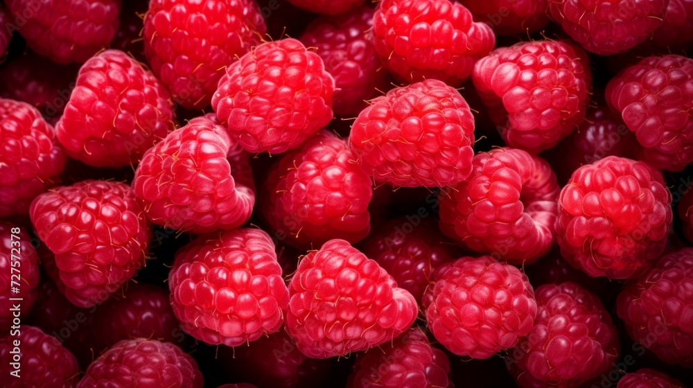 Lot ripe red raspberries as background. Neural network AI generated art Lot ripe red raspberries as background. Neural network AI generated art