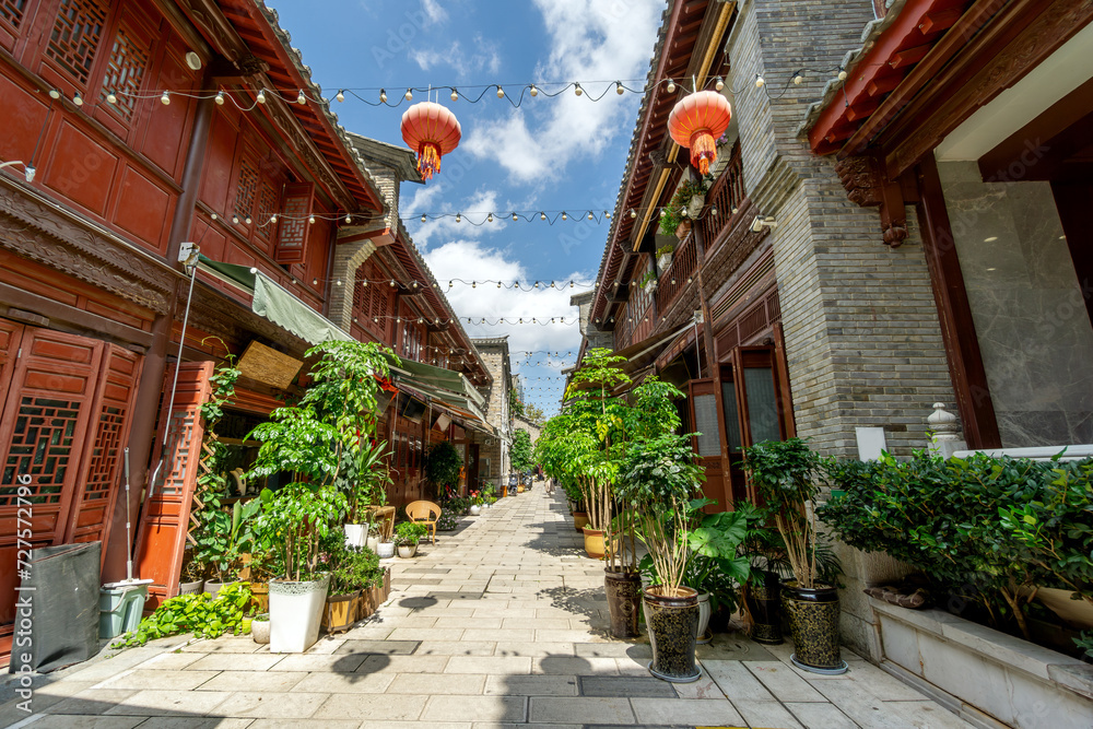 Φωτογραφία The historical buildings in Hutong, an old street in Kunming, Yunnan, China