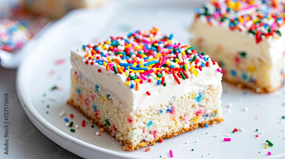 Confetti snack cake with sprinkles and frosting Confetti snack cake with sprinkles and frosting