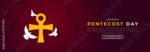 Happy Pentecost Day Paper cut style Vector Design Illustration for Background, Poster, Banner, Advertising, Greeting Card
