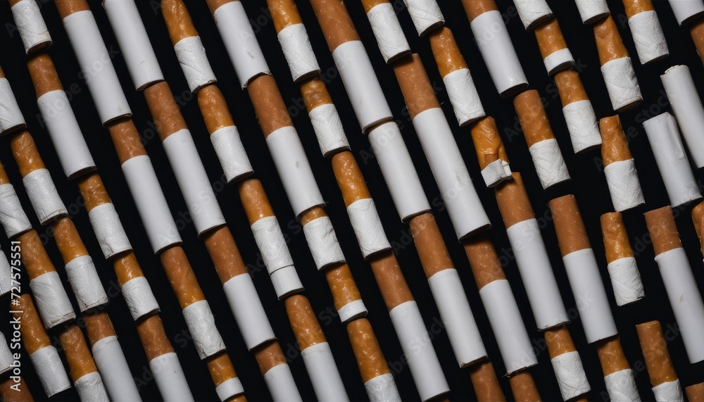 Obraz premium A black and white photo of many cigarettes