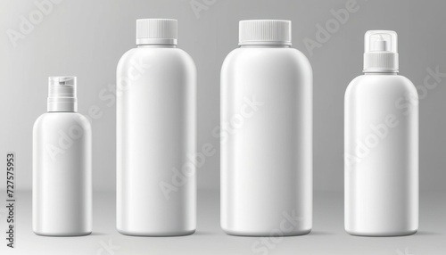 Four bottles of the same size and shape