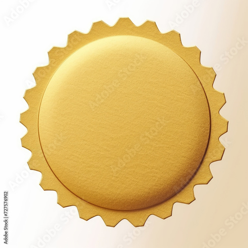 Gold paper diploma or certificate seal on white background