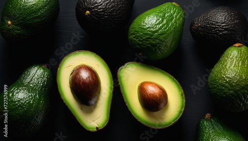 A group of avocados in different stages of ripeness photo