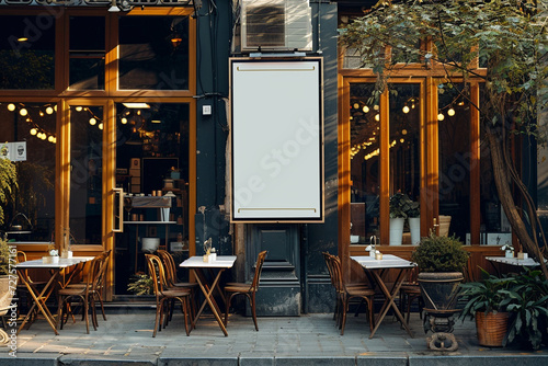 white billboards in front of the cafe