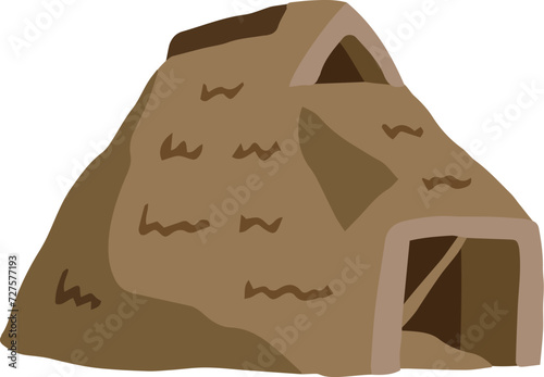 竪穴式住居　シンプルイラスト