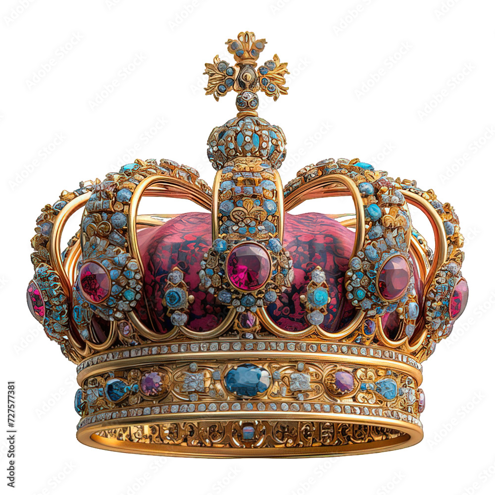 Fototapeta premium Jeweled Royal Crown with Gold Filigree and Colorful Gemstones generative ai