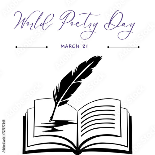 World poetry day, march 21. illustration, greeting card, social media post, banner, poster, flyer, decoration card, invitation card