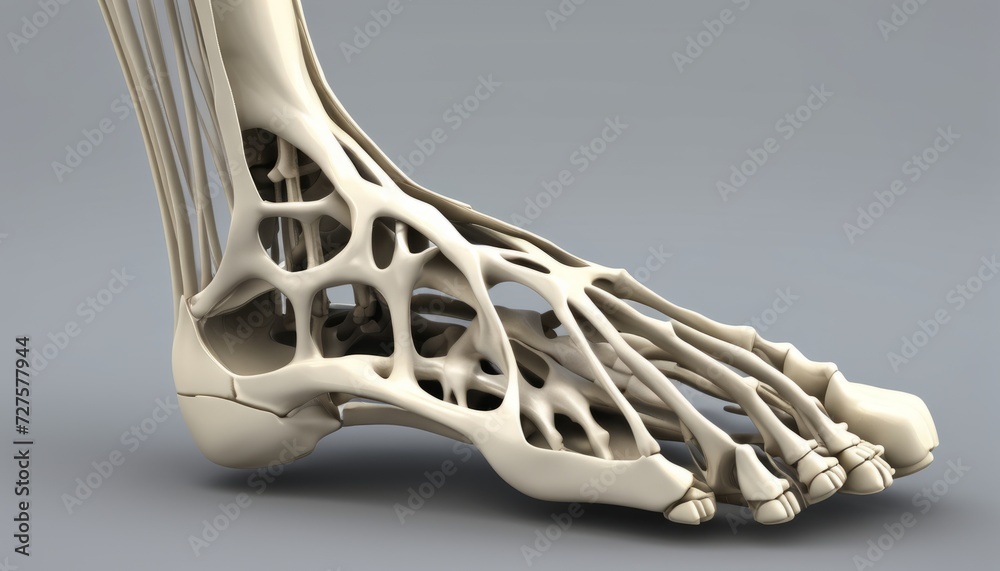 A skeleton's foot with bones and muscles