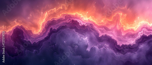 Majestic Purple and Orange Background With Clouds and Stars