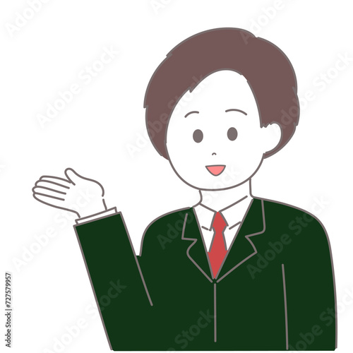 スーツの男性が手のひらを上に向けているイラスト