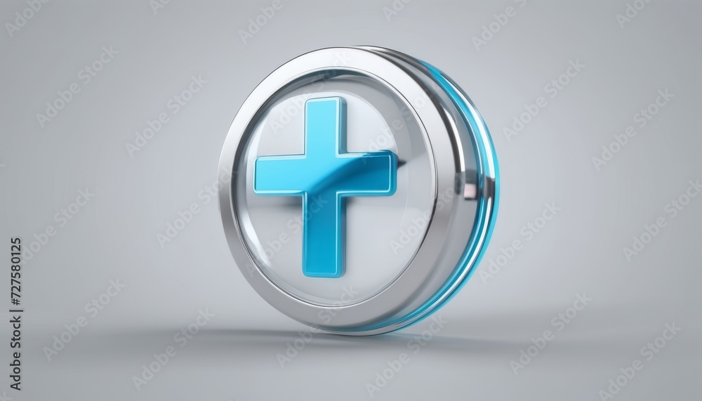 Obraz premium A blue cross on a silver background