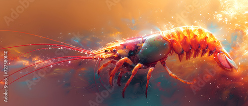Vibrant Digital Painting of a Colorful Lobster