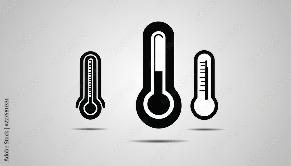 Three thermometer icons on a white background Three thermometer icons on a white background