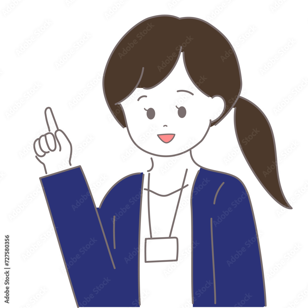 ジャケットの女性が指をさしているイラスト ジャケットの女性が指をさしているイラスト