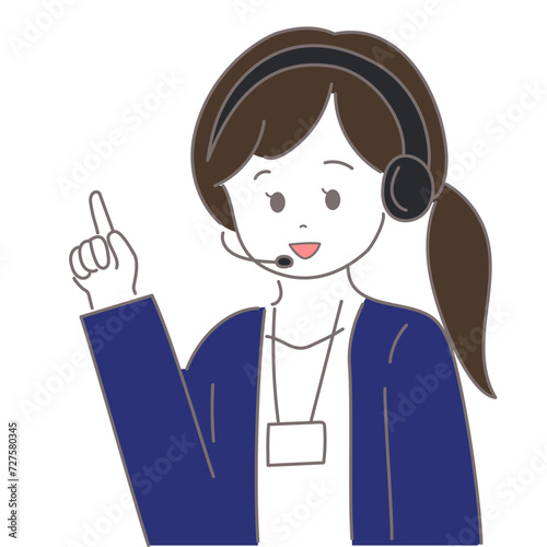 Webオペレーターの女性が指をさしているイラスト
