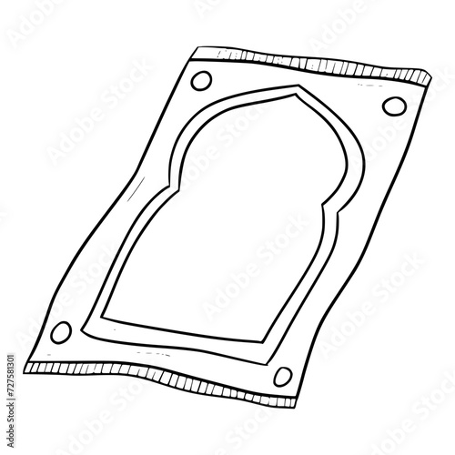 prayer mat illustration outline isolated vector