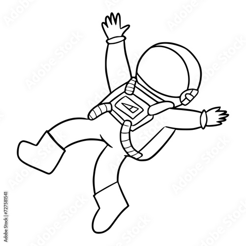 astronaut hovering in the air illustration outline isolated vector