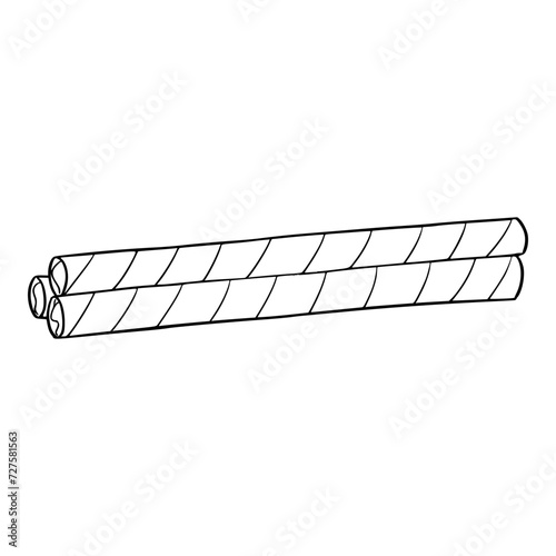 three wafer roll illustration outline isolated vector