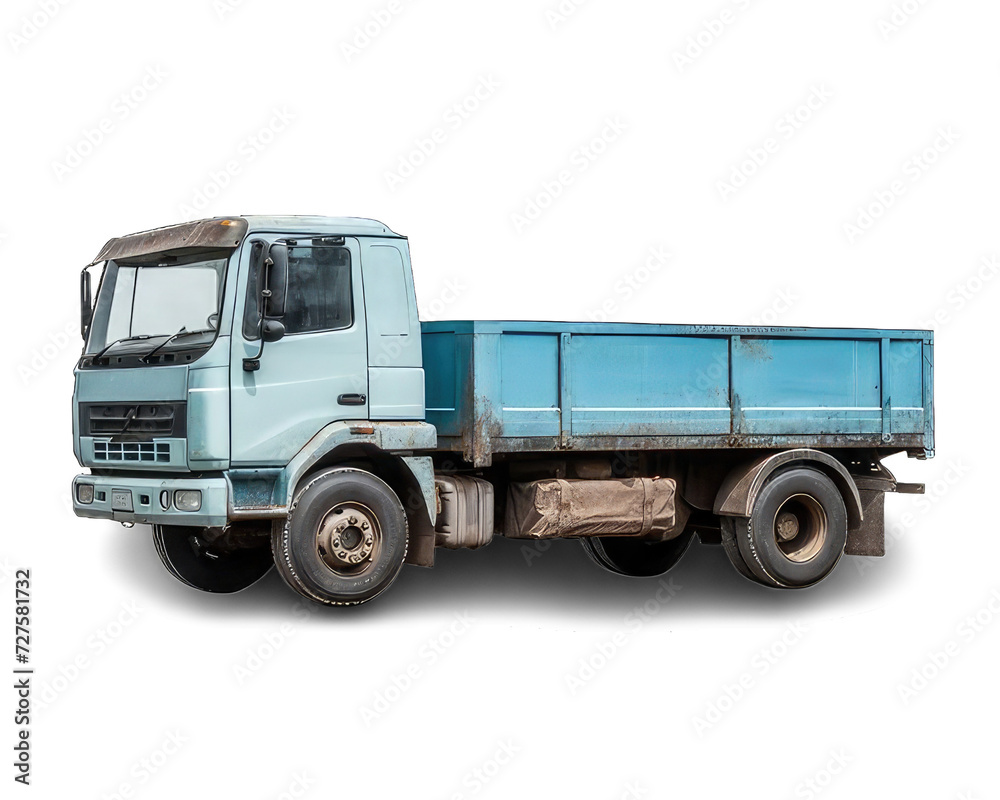 Blue Truck isolated on white background. Transport truck on png transparent background.