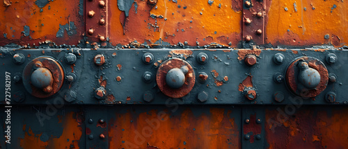 Rusted Metal Surface With Knobs and Rivets