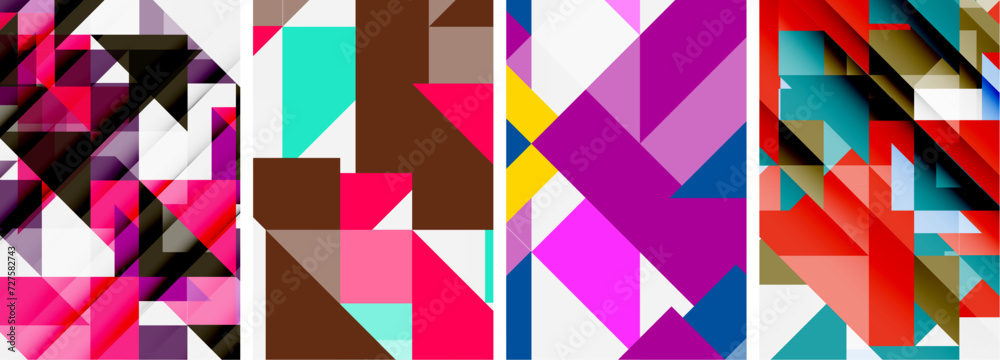 Set of colorful triangle poster cover template backgrounds. Vector illustration For Wallpaper, Banner, Background, Card, Book Illustration, landing page Set of colorful triangle poster cover template backgrounds. Vector illustration For Wallpaper, Banner, Background, Card, Book Illustration, landing page