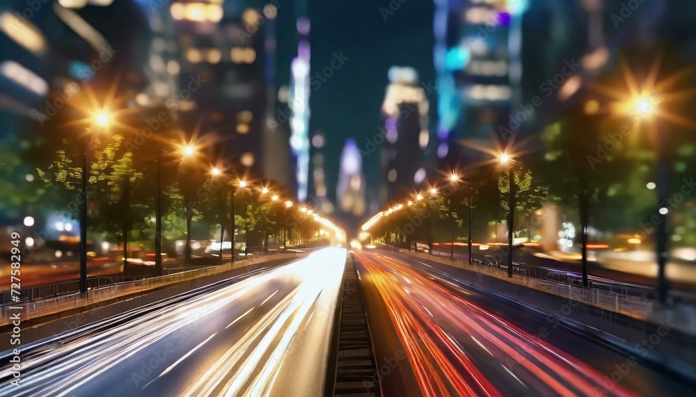 Futuristic Trails: Abstract Motion Blur and Light Symphony in Urban Nightscapes