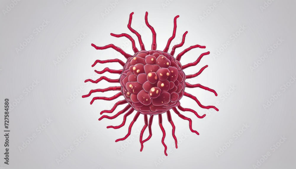 A red cell with a purple center A red cell with a purple center