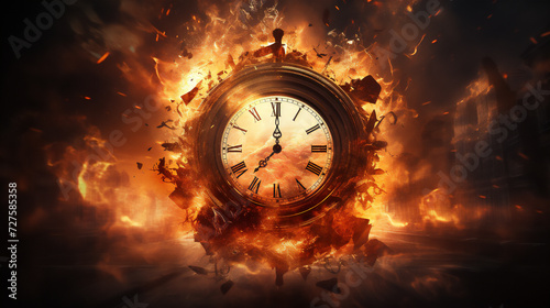 abstract time's burning fiery clock
