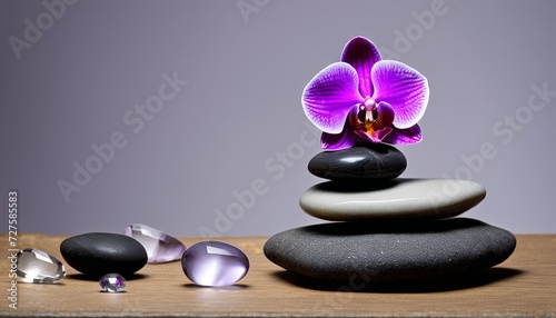 A purple orchid on a rock