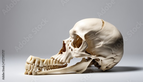 A skull with teeth and jaw bone photo