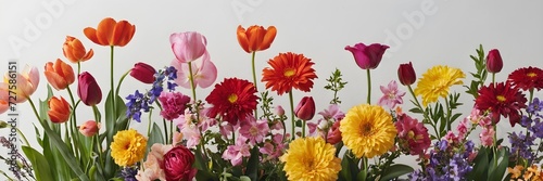 spring flowers in clean whitish background