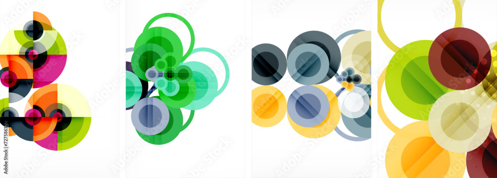 Set of circles geometric abstract posters. Abstract backgrounds for wallpaper, business card, cover, poster, banner, brochure, header, website