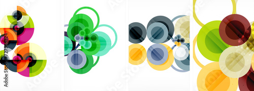 Set of circles geometric abstract posters. Abstract backgrounds for wallpaper, business card, cover, poster, banner, brochure, header, website