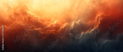 A Painting of a Red and Yellow Sky With Clouds