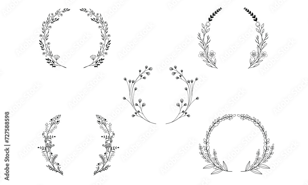 Obraz premium Floral Laurel Wreath Vector
