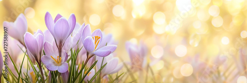 spring flower background, in the style of light sky-blue and dark gold, bokeh, generative AI