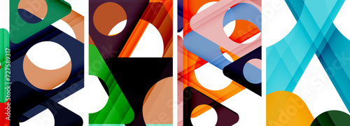 Abstract background set featuring captivating triangles. Harmonious blend of geometry and style, these designs bring modern flair