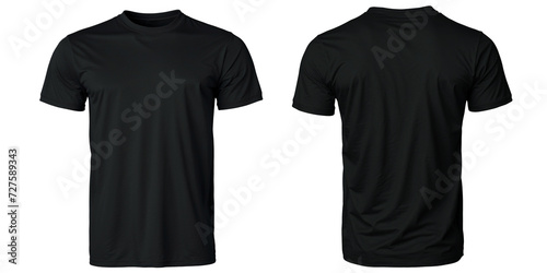black T shirt isolated on white background, T-shirt mockup 