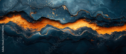 Abstract Painting With Gold and Blue Colors © Daniel