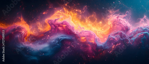 Abstract Painting of Colorful Clouds and Stars
