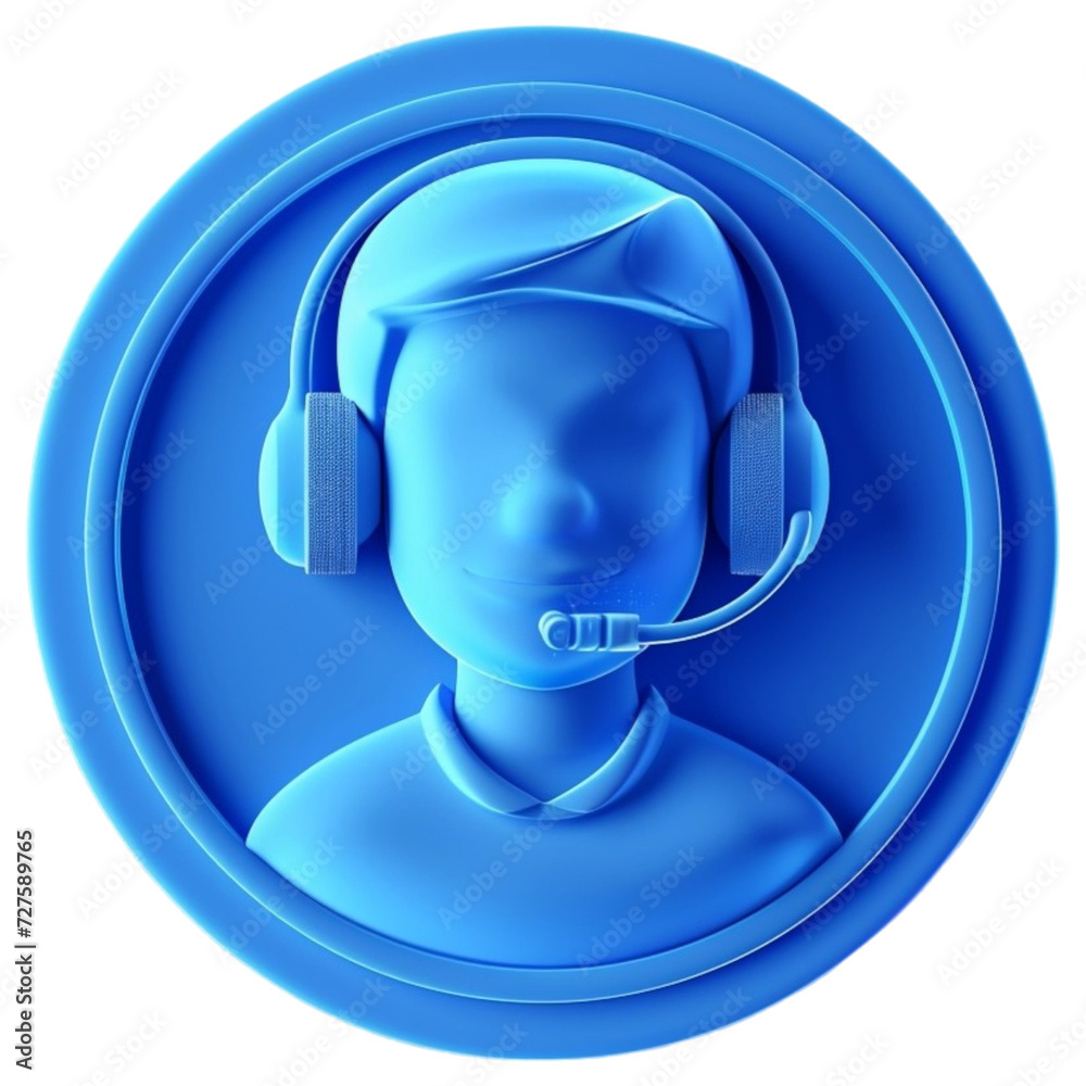 Blue shopping cart icon, 3D illustration, transparent background	
