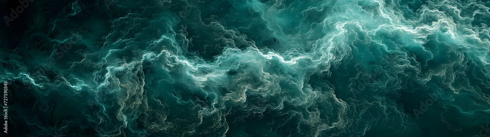 A Large Body of Water With Green Waves - obrazy, fototapety, plakaty 